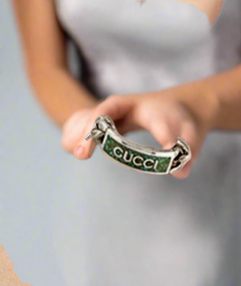 Gucci Enamel Chain Band Ring! 7.75