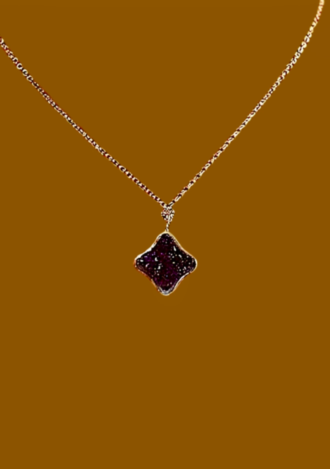 Gold Plated Druzy Pendant Necklace!