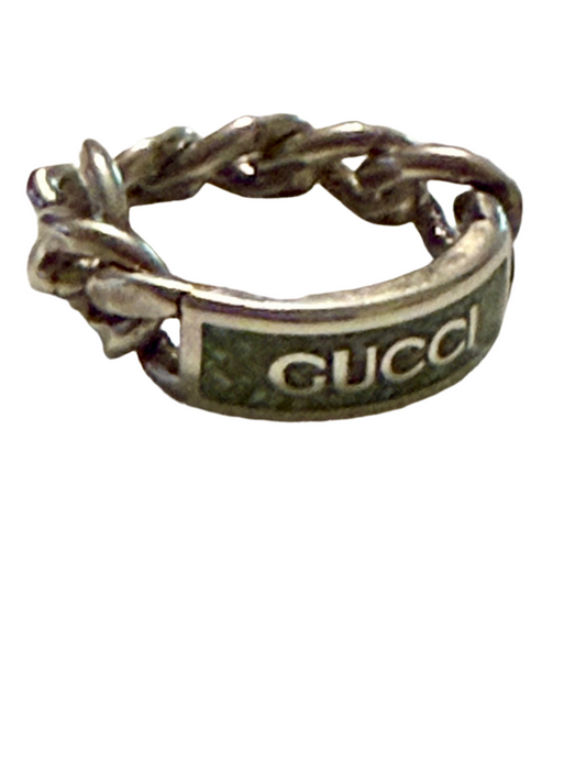 Gucci Enamel Chain Band Ring! 7.75