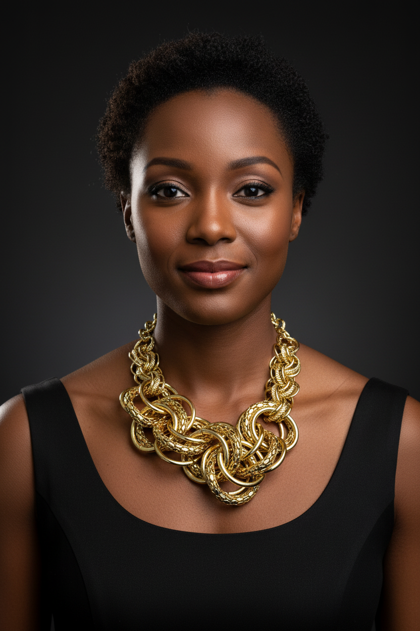 Gold Toned Textured Link Necklace!