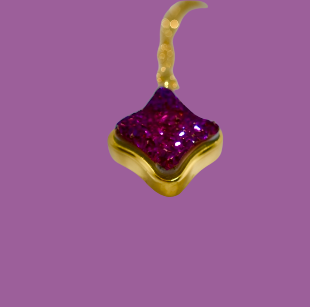 Gold Plated Druzy Pendant Necklace!