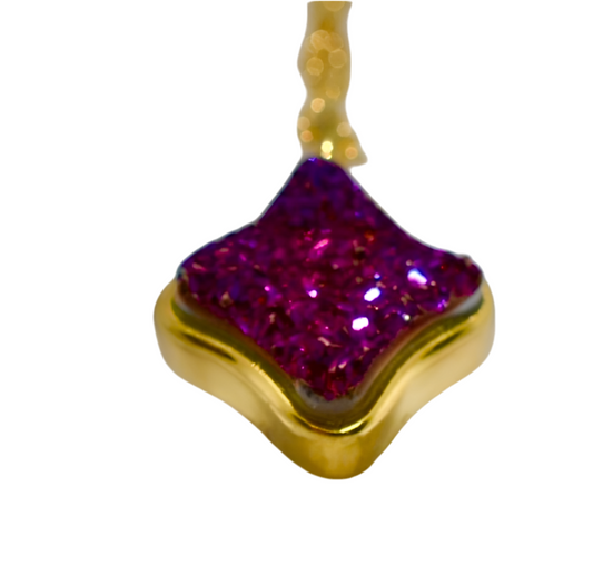 Gold Plated Druzy Pendant Necklace!