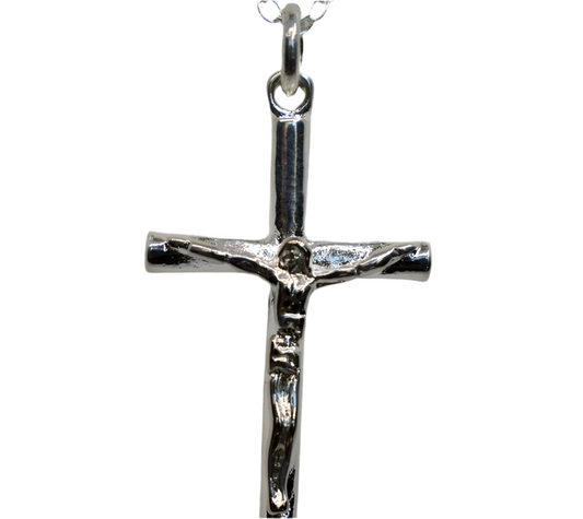 White-Gold Plated Cross Pendant Necklace!