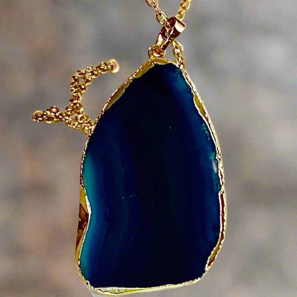 Blue Agate Gemstone Necklace!