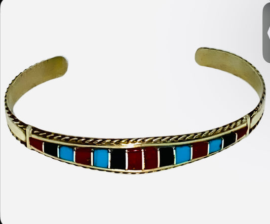 Handmade Zuni Inlay Cuff Bracelet!