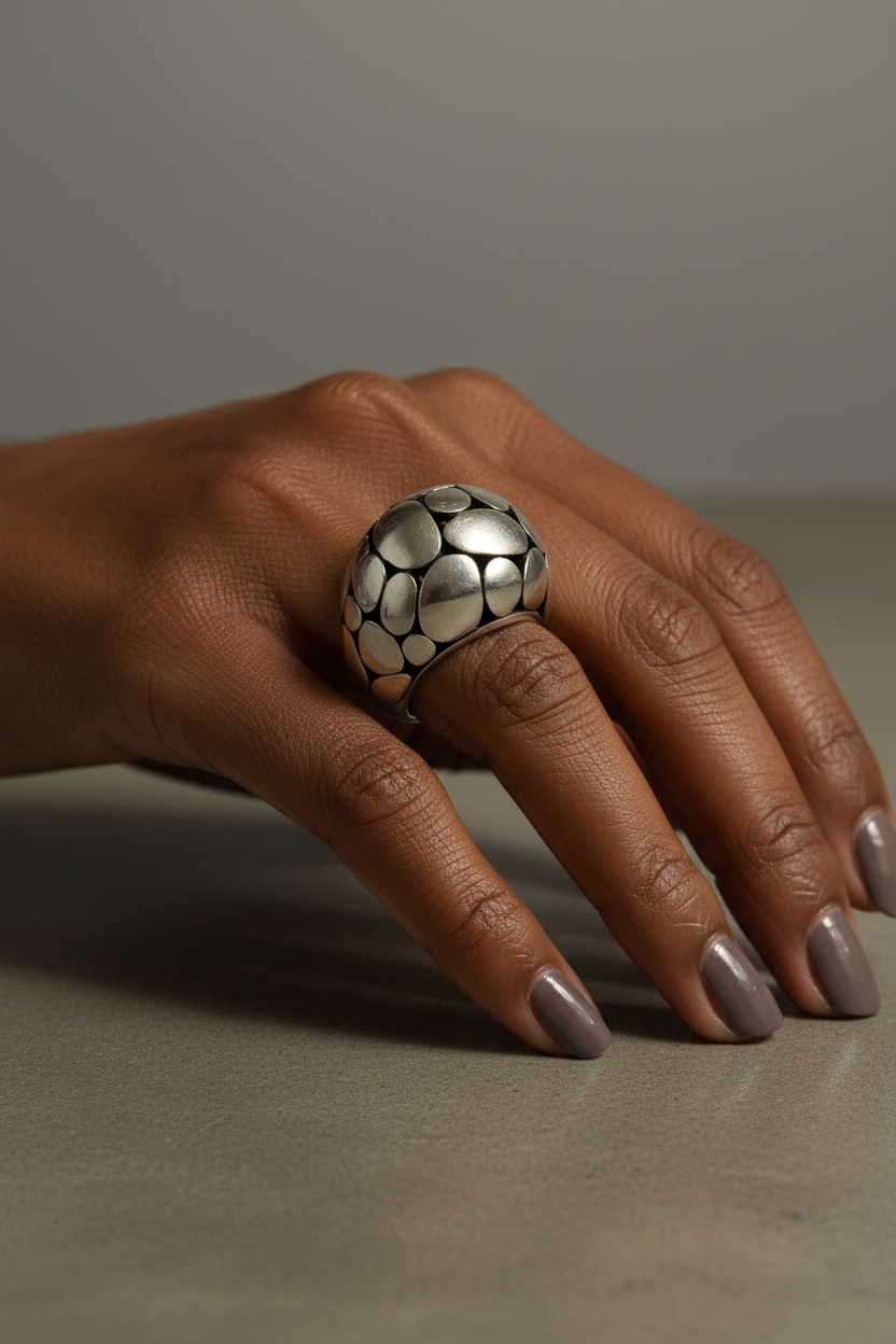 Sterling Silver Kali Dome Ring! 6.75
