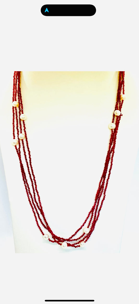 Red Garnet Beaded Necklace!