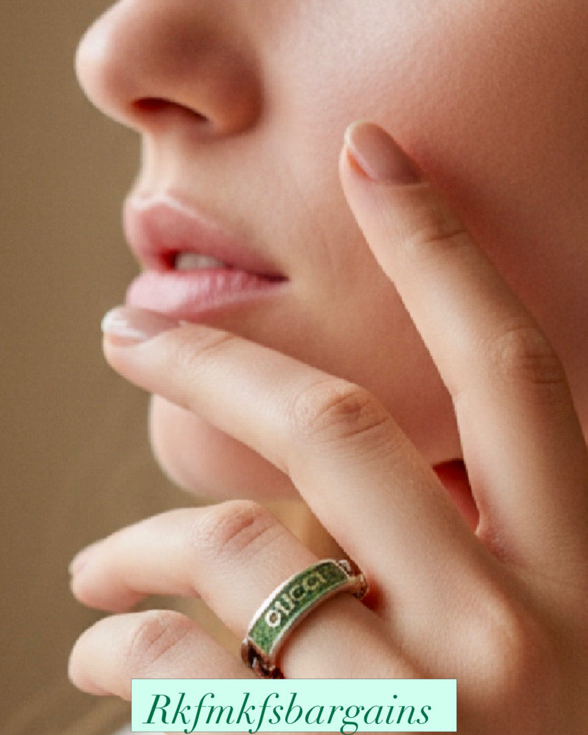Gucci Enamel Chain Band Ring! 7.75