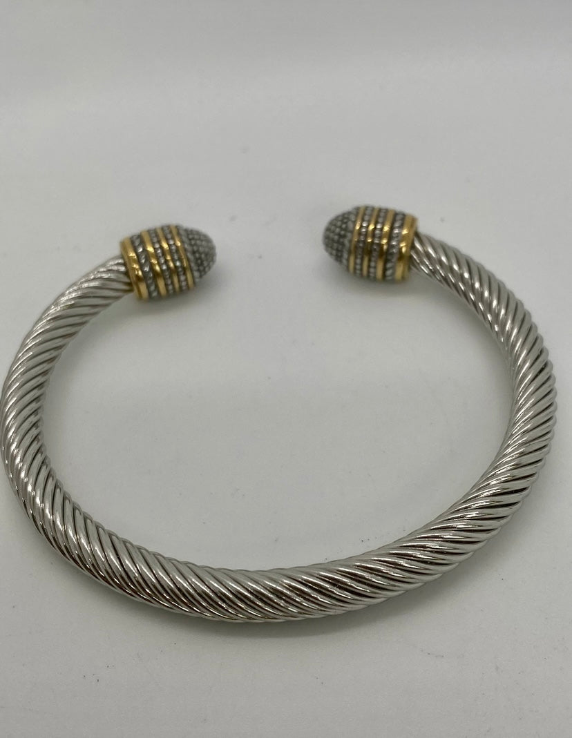 Two-Tone Twisted Cuff Bracelet