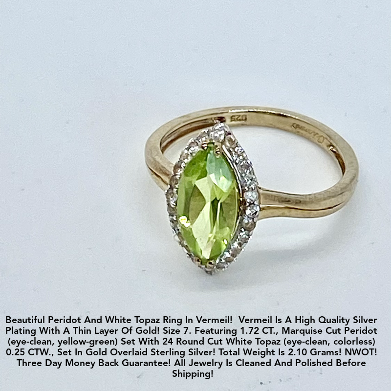 Peridot And White Topaz Ring! 7