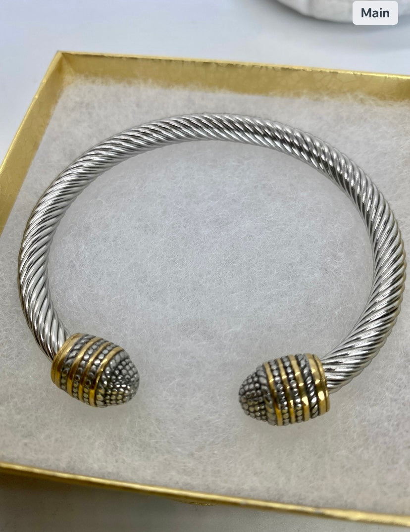 Two-Tone Twisted Cuff Bracelet